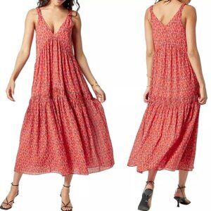 Joie Maxi Dress Sleeveless‎ Tiered Flowing Summer Dress Tea Rose JE600IPR MEDIUM